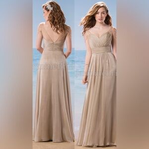 L184009 Long V-neck Belsoie Tiffany Chiffon Gown